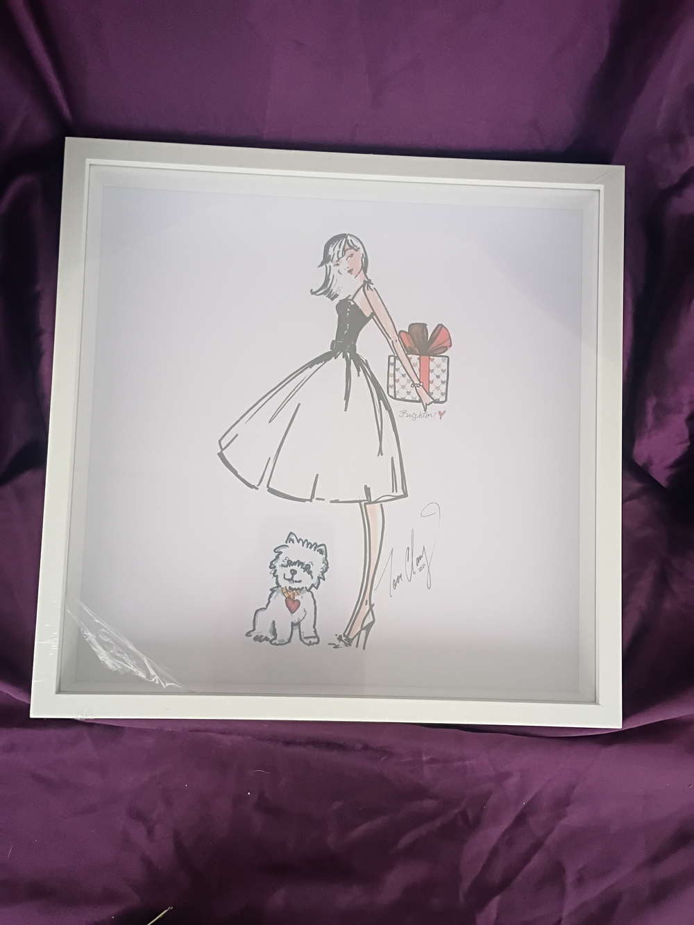 Brighton Fashion Illustration Print - White and Pink Accents